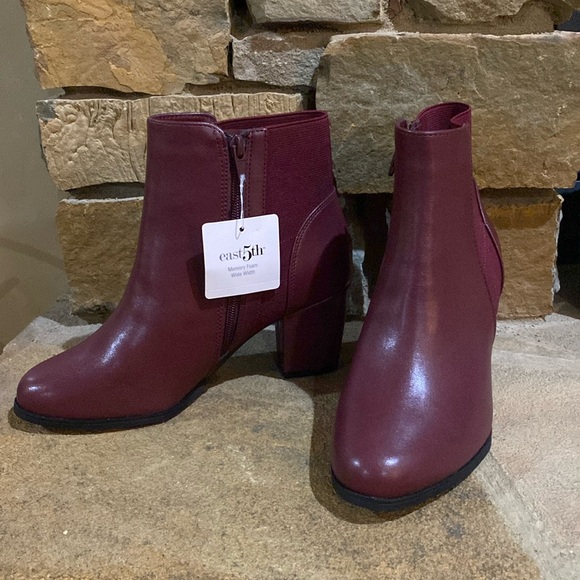 Burgundy Red Heel Ankle Boots - Picture 1 of 6